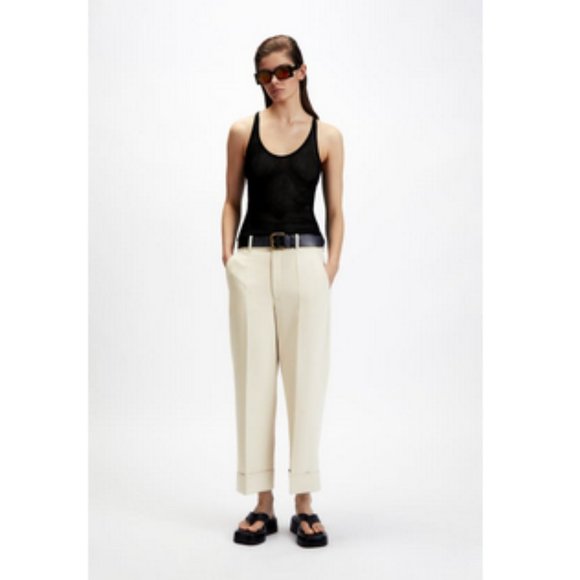 Zara Pants & Jumpsuits Nwt Zara Size S Ivory Straight Leg Pants
